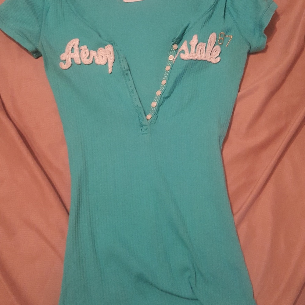 Aeropostal blue short sleeve XS top